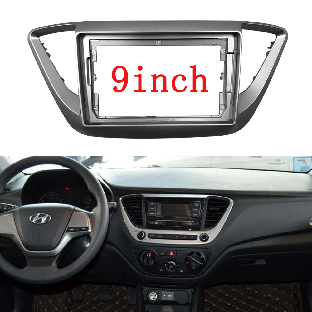 

BYNCG 9inch 2din Car Fascia For HYUNDAI SOLARIS ACCENT VERNA 2017 2018 Stereo Panel Dash Mount Installation Double Din DVD Frame