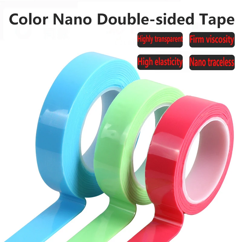 

1/2/3/5M Colorful Double Sided Tapes High Viscosity Waterproof Wall Paste Nano Traceless Adhesive Transparent Double-sided Tape