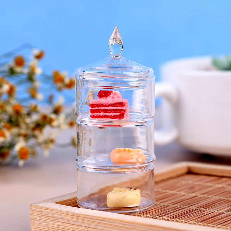 

1 Pc Mini 1:12 Candy Jar Food Dessert Can Doll House Decor Scale Dollhouse Miniature Multilayer