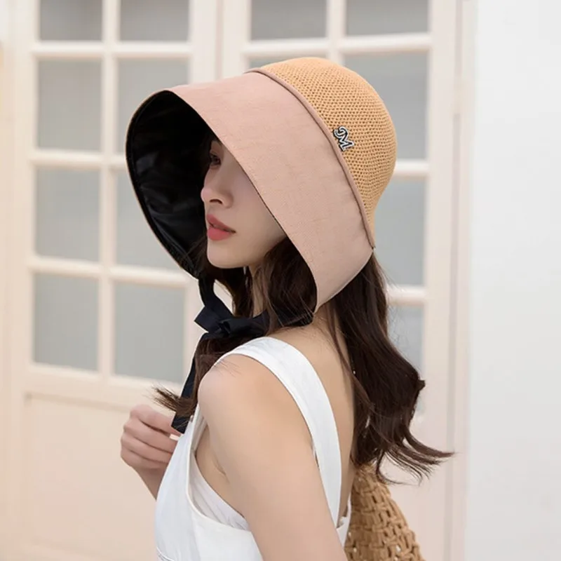 

Summer Women's Cotton Bucket Hat Japan Korea Female Fashion Big Brim Adjustable Solid Color Outdoor Sun Fisherman Cap Ladies