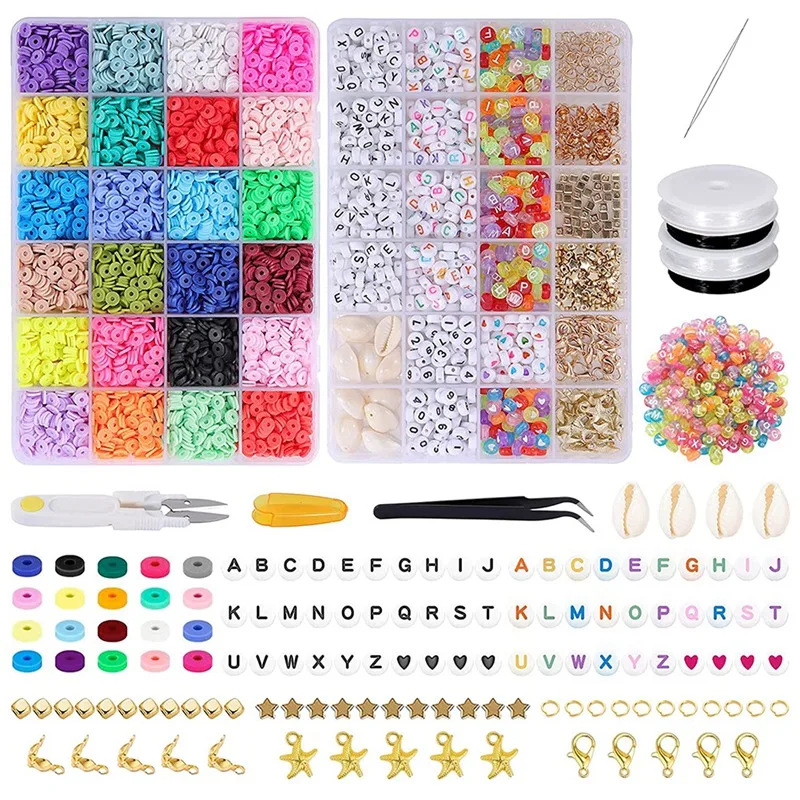 

Bracelet Making Clay Beads-Polymer Clay Flat Beading Bracelet Beads- Clay Bead Set, Jewelry Making Clay Bead Set
