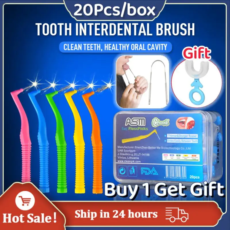 

20Pcs/box L Shape Push-Pull Interdental Brush Orthodontic Toothpick Teeth Whitening Tooth Pick ToothBrush Oral Hygiene Care