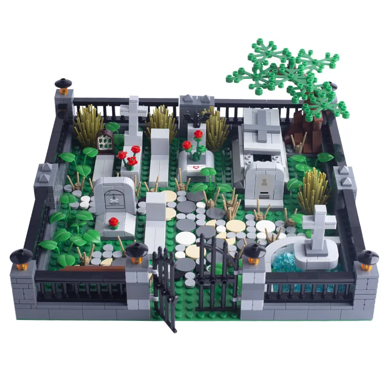 Фото Строительные блоки MOC на Хэллоуин, зомби, скелет, череп, Некрополь, призрак, кирпичи, игрушки, креативные подарки для детей, совместимые с LEGO №3