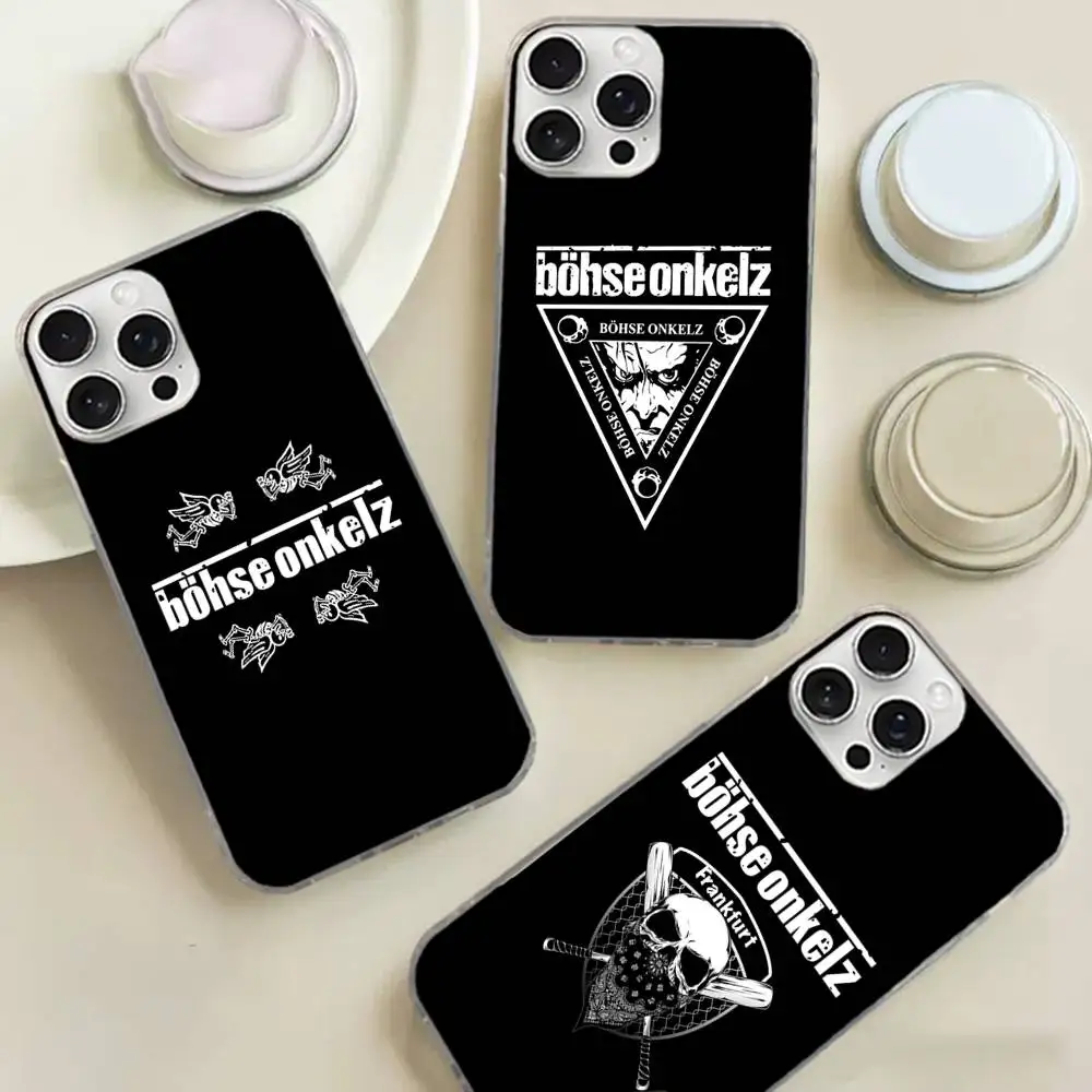 Фото Горячая новинка: Чехол для телефона Hot Rock Band B-Bohse Onkelzs для iPhone 17 Pro Max 16 15 14 13 12 11, серебристый, с эффектом водной ряби, защитный №2