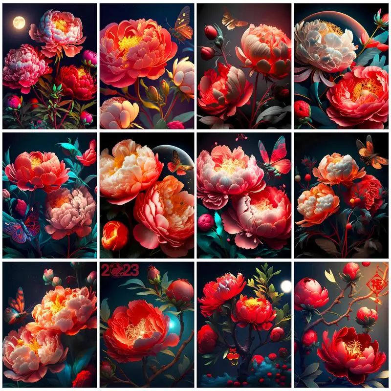 

CHENISTORY 40x50cm Paint By Numbers Kit For Adult DIY Flower Oil Painting By Numbers On Canvas Picture For Home Decor