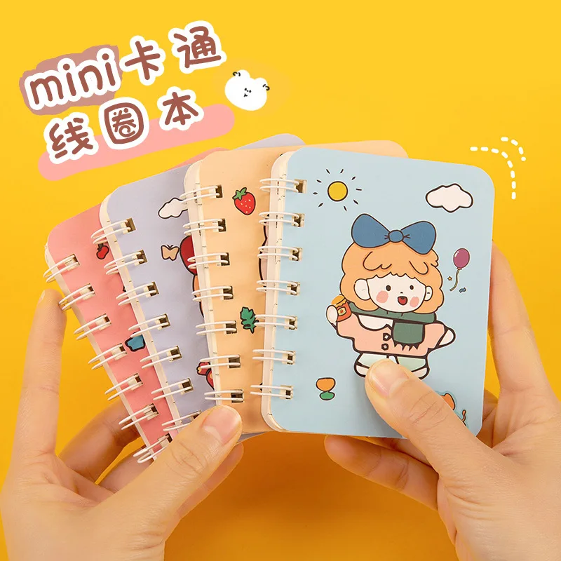 

Random 1pcs A7 Coil book 80 sheets 160-page cartoon line inner pages Carry around mini notebook Notepad journal binder agenda