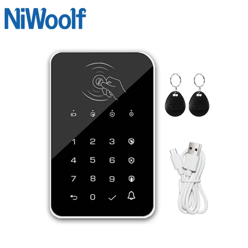 Беспроводная сенсорная клавиатура 433 МГц, 2 шт., RFID карта, Arm или Disarm, клавиатура с паролем для системы умного дома, сигнализация, хост-система