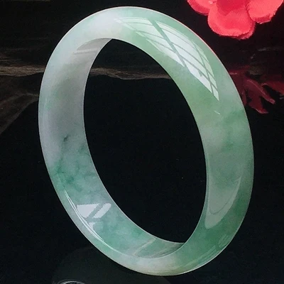 

Ювелирные изделия zheru, натуральный бирманский светло-зеленый браслет из жадеита 54 мм-64 мм, Элегантные украшения принцессы, лучший подарок для мамы и девушки