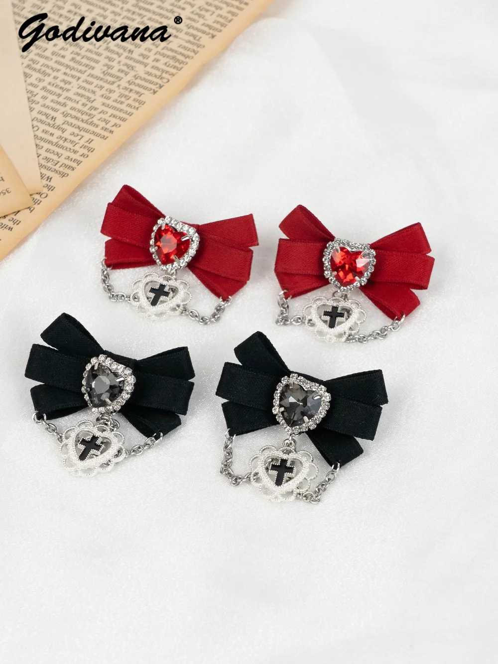 

Mine Gothic Cross Stud Earrings Ear Rings Mini Barrettes Sweet Lolita Butterfly Pendientes Dangle Ear-rings Hairclip Headdress