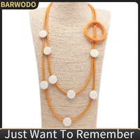barwodo round wooden necklace for women ethnic gothic rubber pendants double layer jewelry vintage accessories choker necklace
