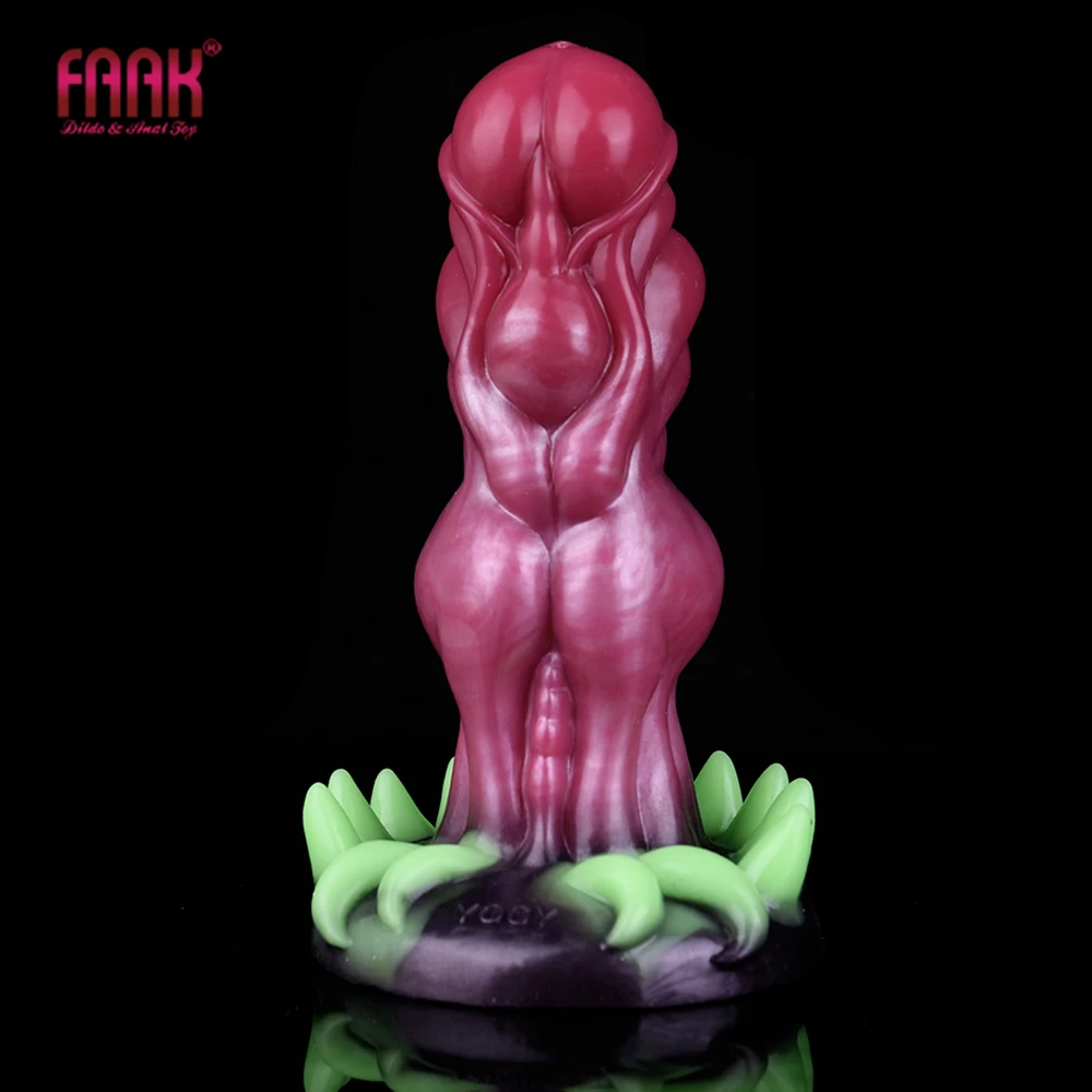 

FAAK Fantasy Knot Dildo With Sucker Textured Satisfaction Monster Penis Luminous Sex Toys For Women Men Silicone Anal Plug