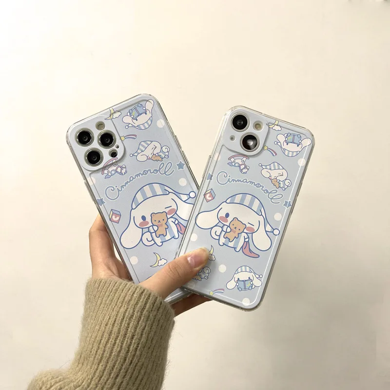 

Kawaii Cinnamoroll, мультяшный чехол для Iphone13/12/11, телефон Apple, все включено, силиконовый, противоударный, мягкий чехол