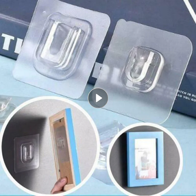 

1/5Pairs Double Sided Adhesive Wall Hooks Wall Hanger Transparent Suction Cup Sucker Hook Double-Sided Multi-Purpose Hooks