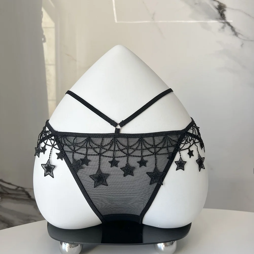 

Women Sexy Lace Mesh Embroidered Low Waist Hollow Out Open Thongs Panties Briefs Underwear Transparent Lingerie Female Briefs