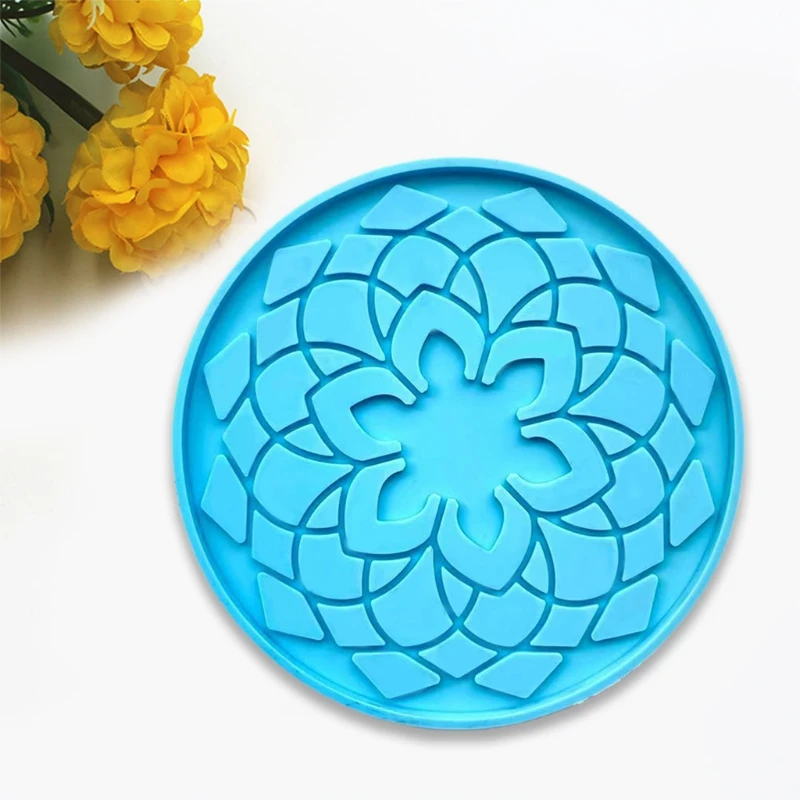 

4XBF Mandala Coaster Epoxy Resin Mold Round Cup Mat Mug Pad Silicone Mould DIY Crafts Ornaments Home Decorations Casting Tools