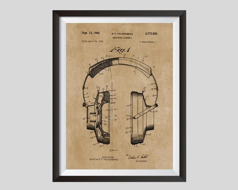 Стерео наушники запатентованный художественный плакат Hi-Fi подарок музыканту