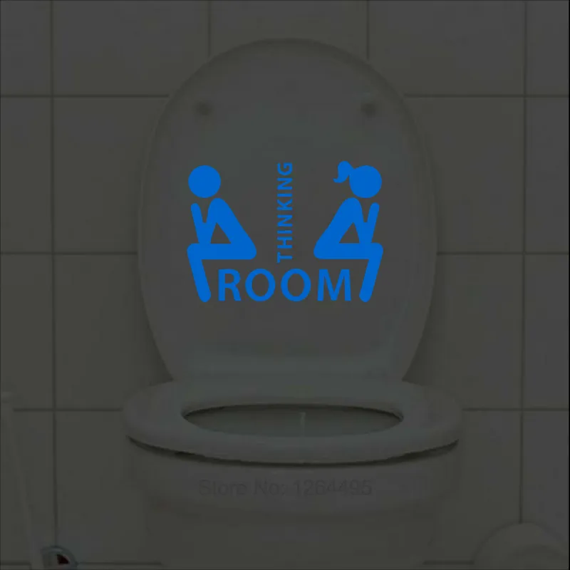 Funny Thinking Room Luminous Toilet Sticker Cartoon Glow in the Dark Bathroom Sticker Washroom WC Wall Decoration Sticker Decal (art.: 7a6a2db56) - 7a6a2db56