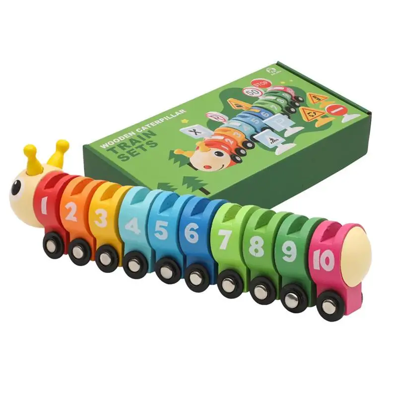 

Train Set Wooden Kids Train Toy Traffic Toy Kids With Traffic Sign Wheel Design Digital Awareness Caterpillar Design For Home