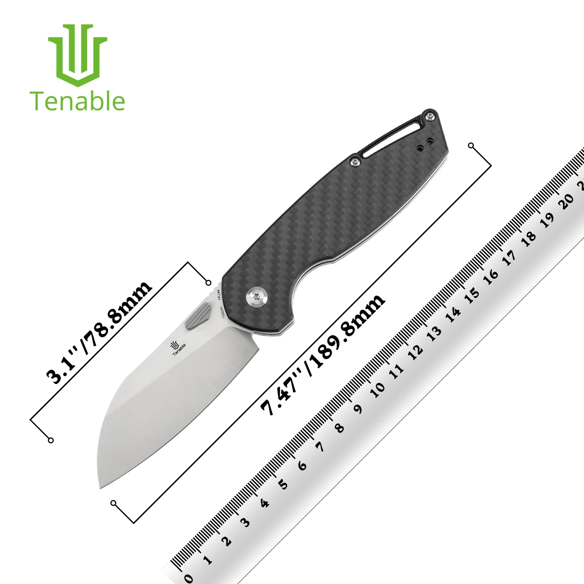 Складной нож Tenable модель 6 T1022V 14C28N + ручка из углеродного волокна/микарты/G10 с