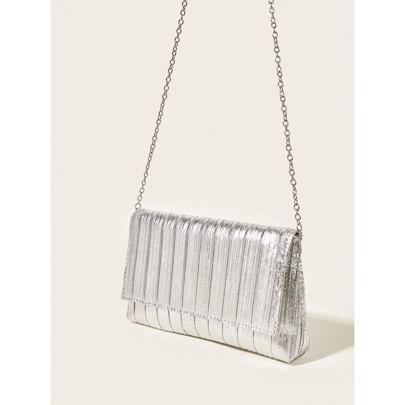 Плиссированный Блестящий клатч кошелек вечерняя ручная сумка для вечеринки