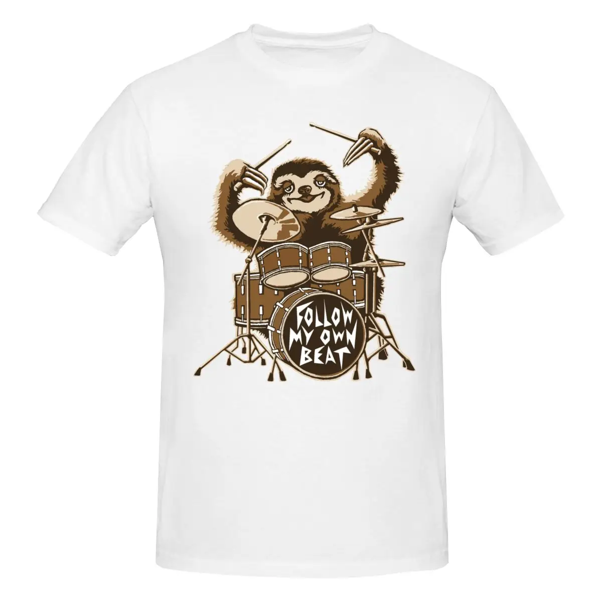 

Sloth Follow My Own Beat T Shirt Cotton Custom Short Sleeve Tshirt Men