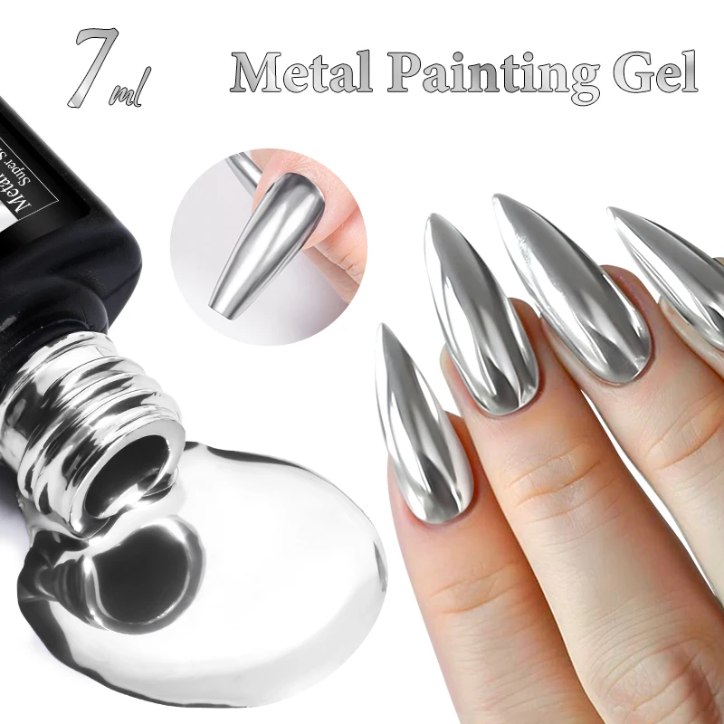 MEET ACROSS 7 мл металлическая роспись Гель-лак для ногтей зеркальный эффект