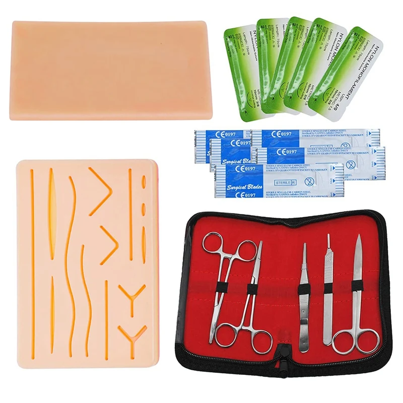 

Suture Practice Kit For Students, Suture Practice Pad With Pre-Cut Wounds And Suture Tool Kit, For Med School Students