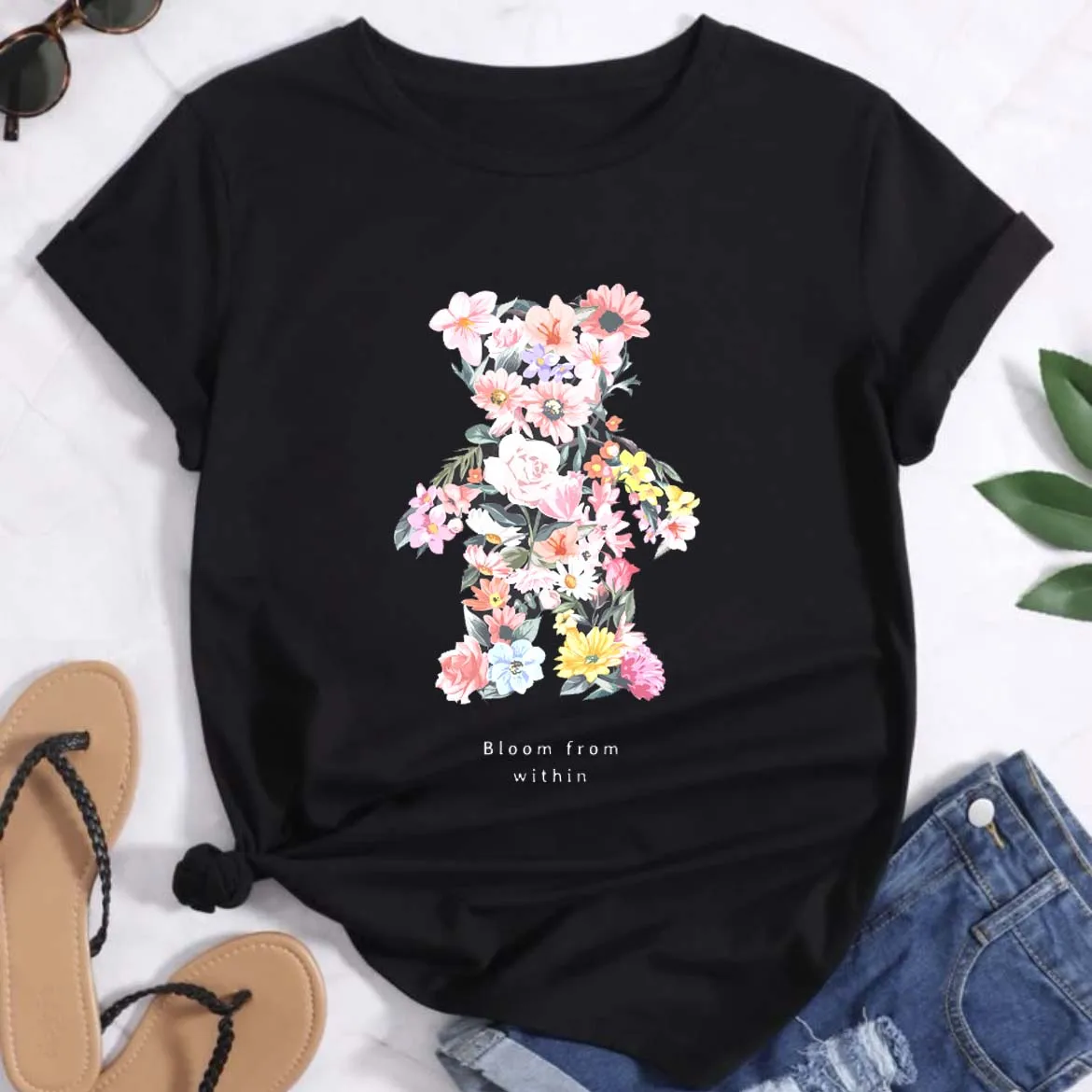 

Милая женская футболка с изображением милого медведя в стиле 90-х стильный принт для пары черный топ повседневная Летняя женская модная Универсальная футболка