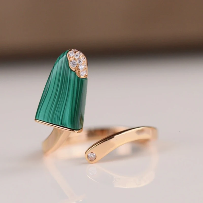 

New 2022 Top Quality Brand Anniversary Gifts Jewelry Ice Cream Rings Gemstone Rings Malachite Opal Agate Rings Natural Gemstone