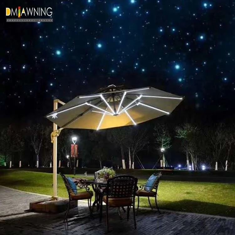 

LED Light Patio Umbrella,Hand Crank Umbrella For Outdoor