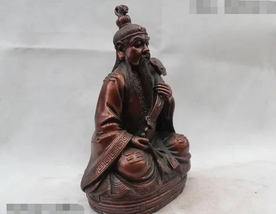 10-дюймовая китайская тибетская даосская народная бронзовая статуя Ру И Будды