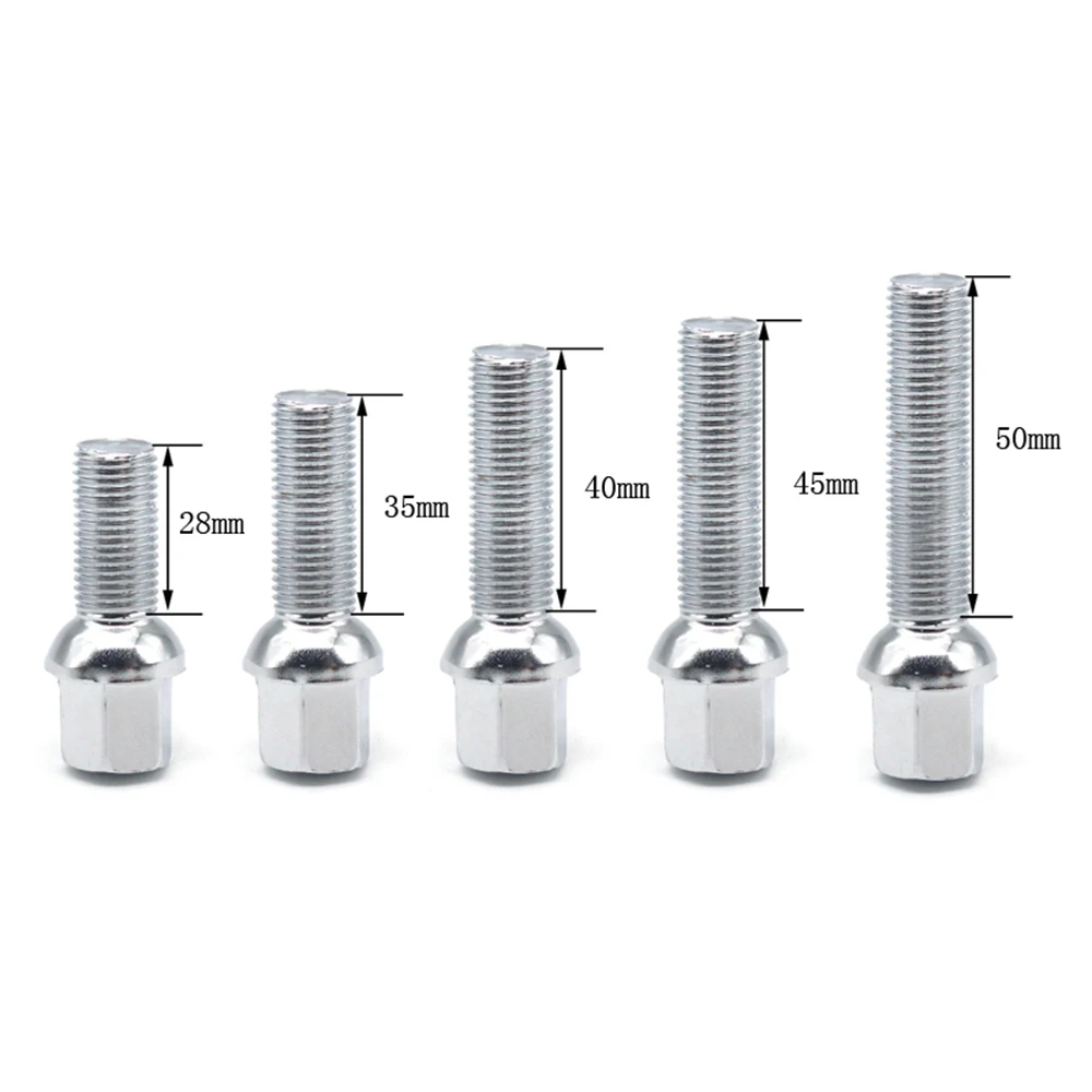 

Удлиненные стальные колесные болты M14 x 1,5 мм, 10 шт., 28/35/40/45/50 мм, гайки для колес, комплект сиденья для Vw Volkswagen