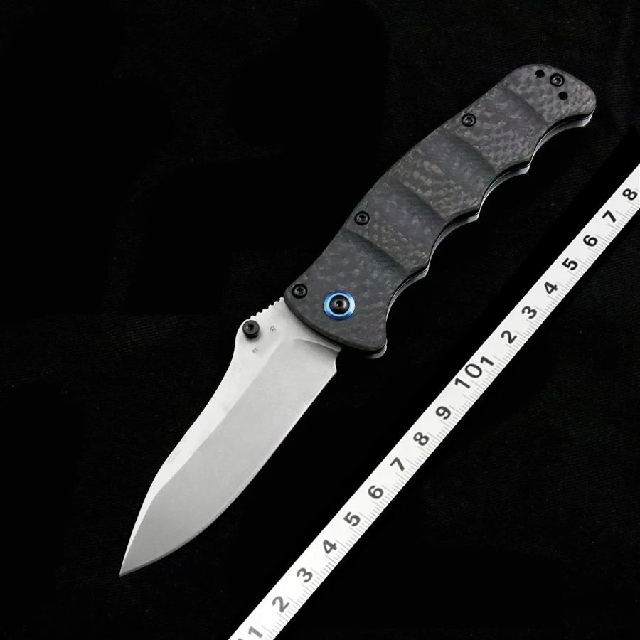 M390 Blade BM 484S Tactical Folding Knife Carbon Fiber Handle  Stone Washing Wilderness Survival Safety Pocket Knives EDC Tool