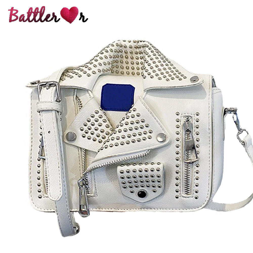 

2022 New Fashion Designer Bag Jacket Women's Creative Clothing Shape Messenger Bag Rivet Punk Diamond Lattice Chain Flap Handbag
