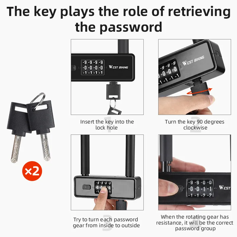 Велосипедные замки WEST BIKING U-образный навесной замок для электрического скутера