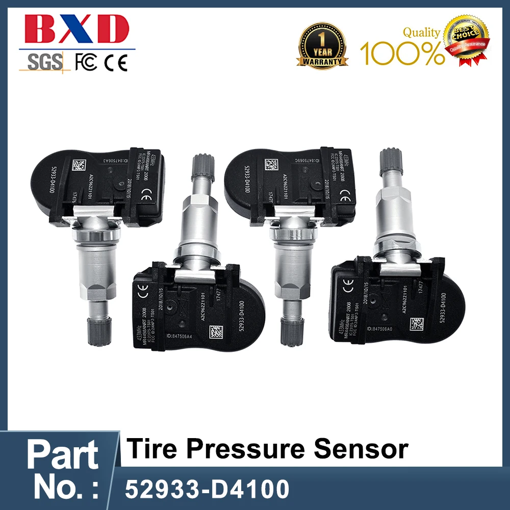 

1/4PCS 52933-D4100 TPMS Tire Pressure Gauge For Hyundai Elantra Grandeur i30 Ioniq Kona Kia Nitro Optima K5 52933D4100