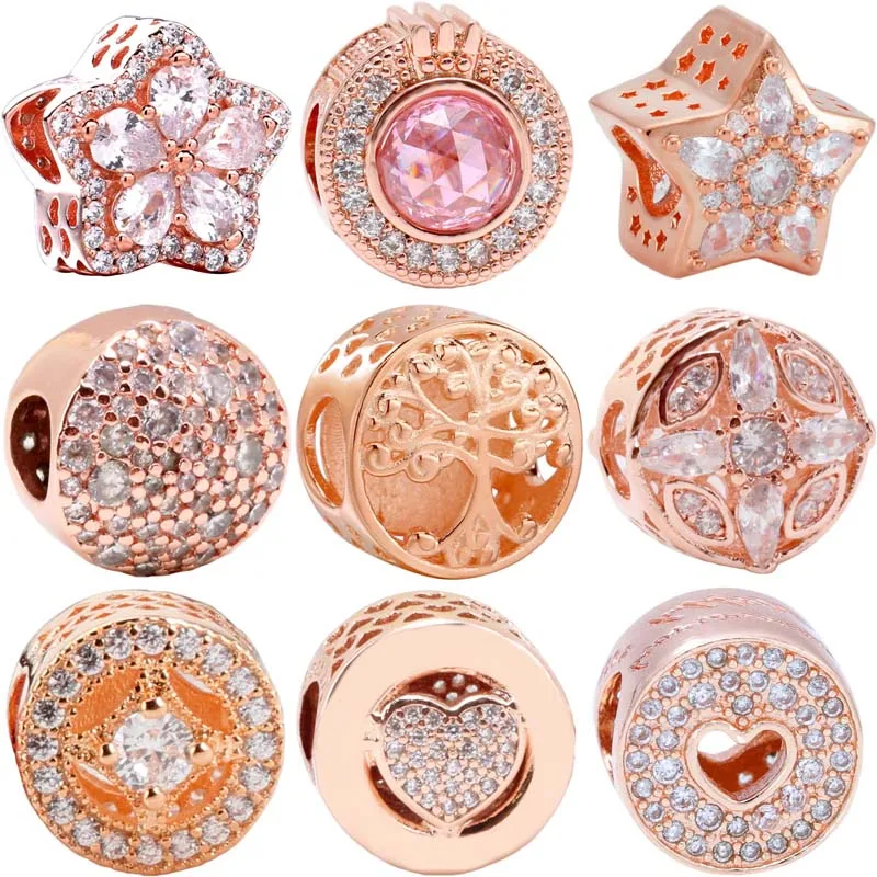 

Роза, блестящая Снежинка, Маргаритка, цветок, семейное дерево, звезда, бусина, подходит для популярного женского серебряного браслета с шарм...