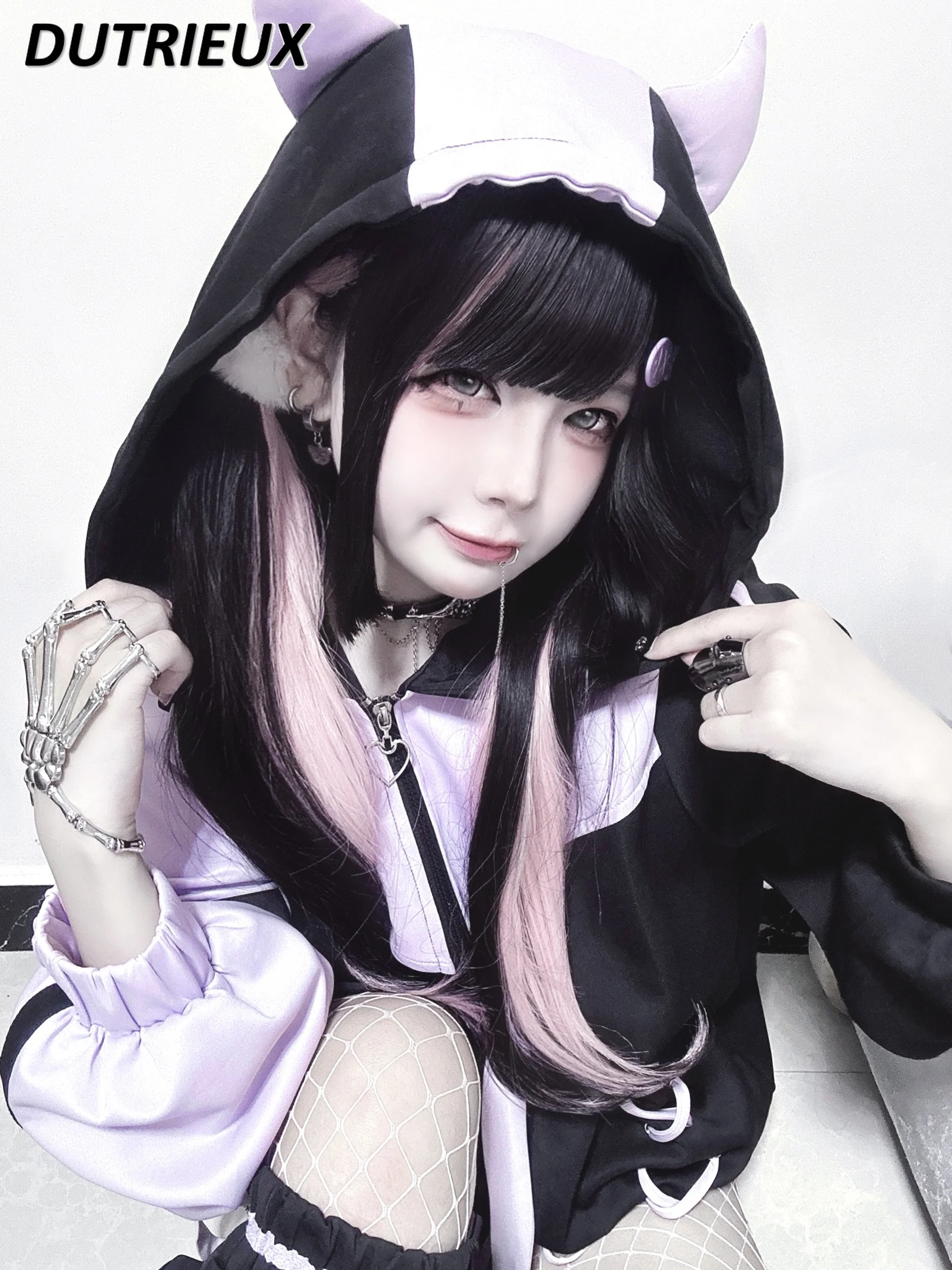 

Mine Series Mass-Produced Original Water Color Hooded Jacket Loose Zipper Cardigan Sweatshirt and Shorts Leg Warmer Outfits