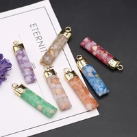 natural stone pendants gold plated gemstone crystal pendulum for charms jewelry making diy women necklace earrings party gifts