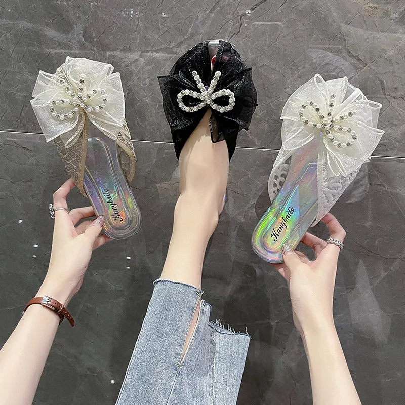

Female Shoes Ladies' Slippers Cover Toe Butterfly-Knot Luxury Slides 2022 Flat Soft Designer Fashion Spring Basic PU Flat Shoes