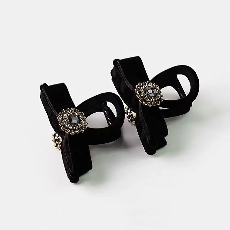 Заколка для волос с кристаллами Женская бархатный зажим бантом Элегантный