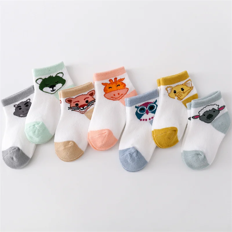 

7Pairs/Set 0-24Month Summer Mesh Thin Newborn Baby Boys Girls Socks Cotton Cartoon Infant Sock