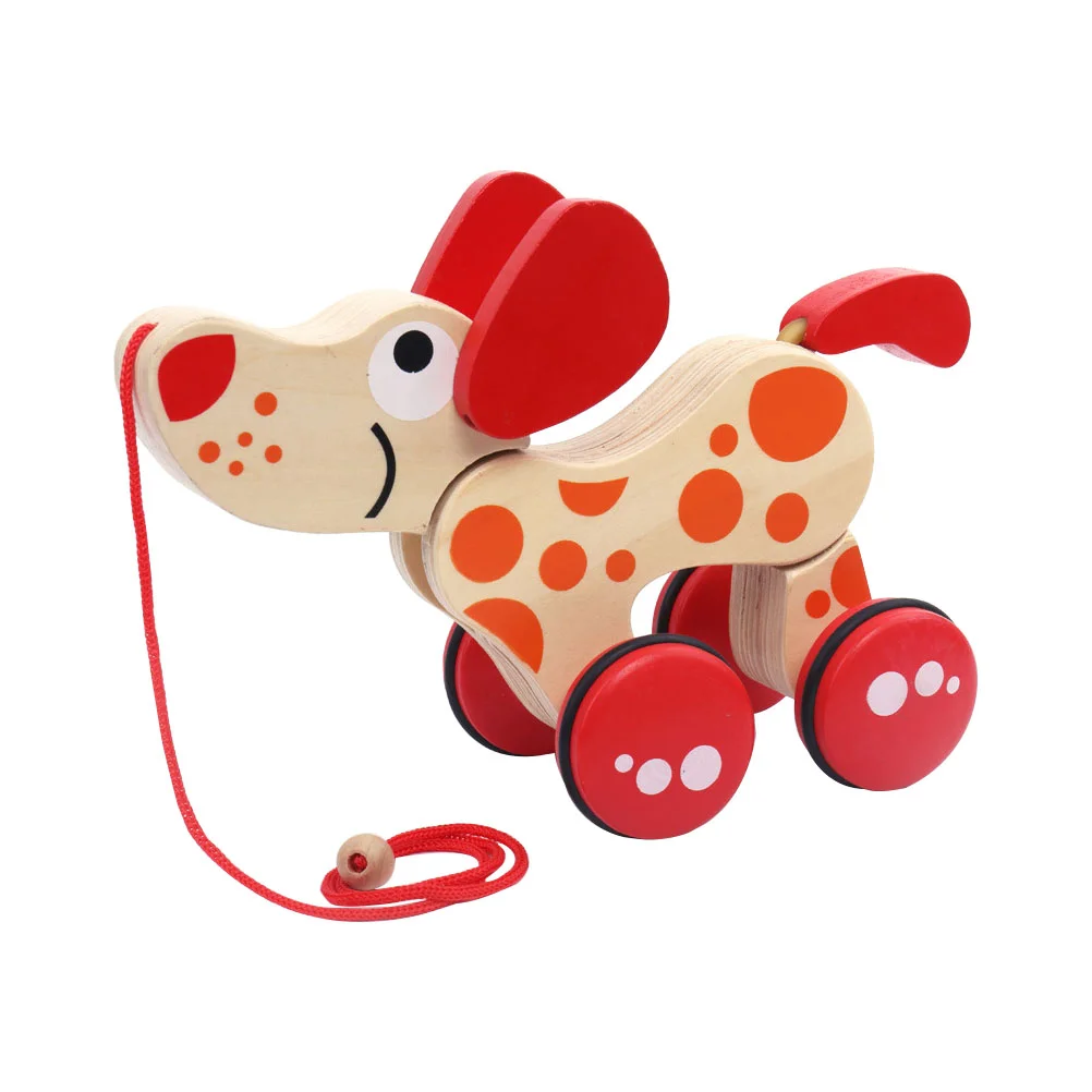 

Wooden Along Dog Baby Rope Car Children String