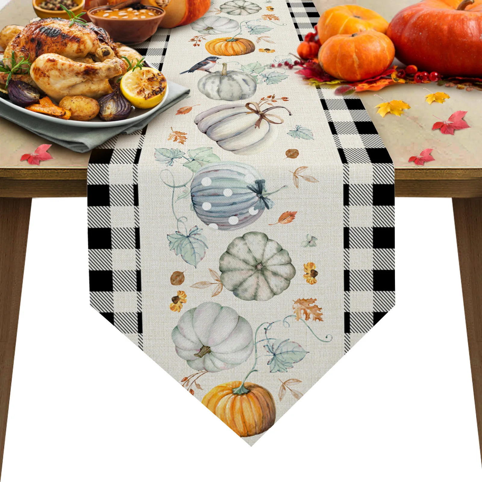 

Thanksgiving Fall Pumpkin Maple Leaf Table Runners Wedding Table Decoration Tablecloth Holiday Party Dining Decor Table Cover