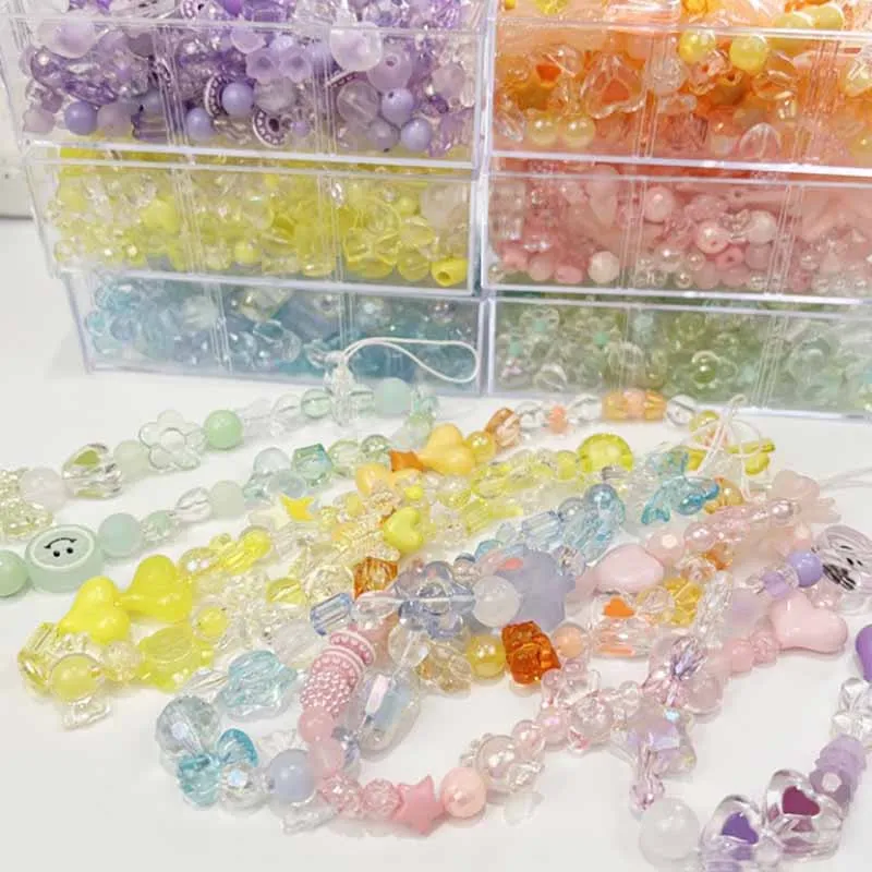 

Акриловые бусины 8 видов смешивания, смайлик, сердце, цветок, бусины россыпью для рукоделия, телефонная цепочка, браслет, ювелирные изделия, ...