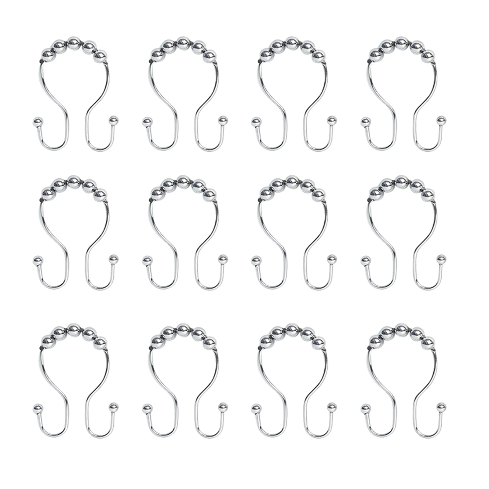 

12pcs Home Hardware Double Sided Shower Curtain Hook Stainless Steel Anti Drop