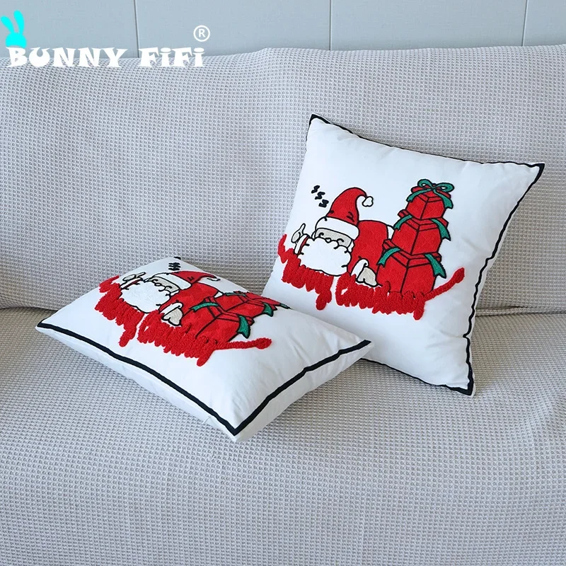 Новые Вышитые рождественские наволочки для подушек роскошные однотонные