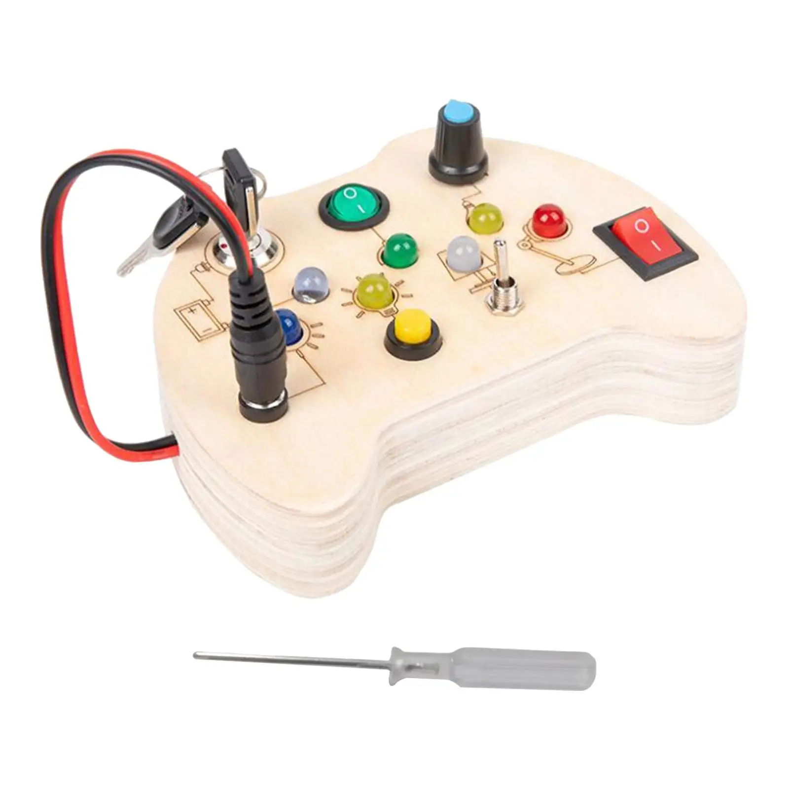 

Wooden Montessori Busy Board with Light and Buttons for Celebrations Babies