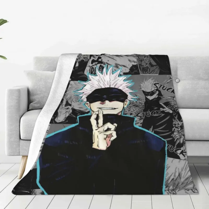 

Gojo Manga Warm Soft Blanket Cool Magic Travelling Throw Blanket Winter Colorful Custom Flannel Bedspread Sofa Bed Cover