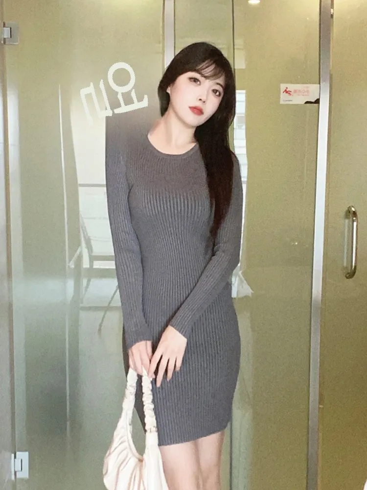 Оболочка с длинными рукавами. Нижнее платье. Высокоэластичный осенне-зимний